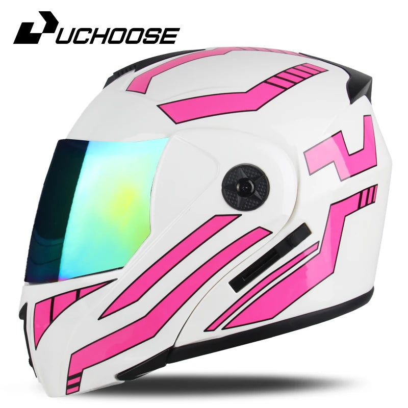 New Full Face Motorcycle Helmet – Racing Helmet with Double Sun Visor & Flip-Up Double Lens for Men & Women, DOT Certified
