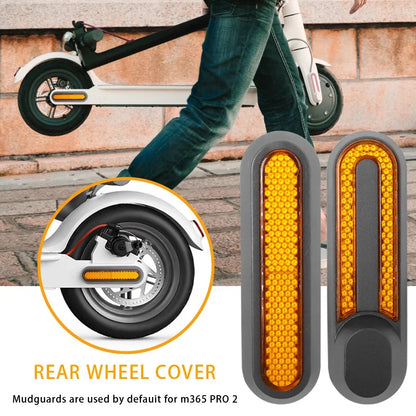 Electric Scooter Wheel Cover Protective Shell with Adhesive Strip - Reflective Sticker for Xiaomi Pro 2/1S/Mi3 Pro Front and Rear Safety