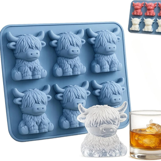 Highland Cow Silicone Ice Cube Mold - Cute 3D Reusable Tray for Cocktails, Whiskey & Drinks