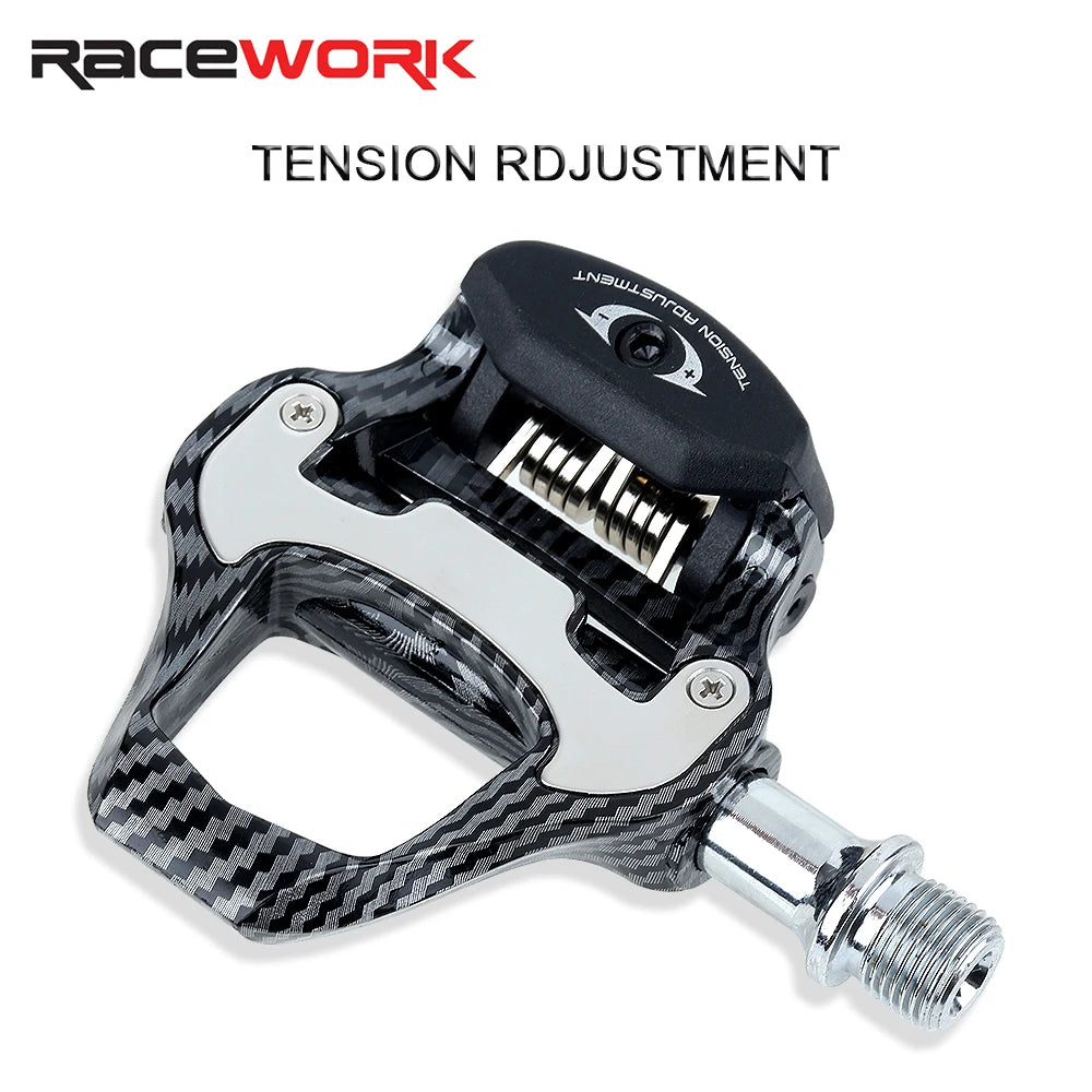 RACEWORK Carbon Fiber Road Bike Pedals Ultra-Light SPD Keo Self-Locking Professional Cycling Pedals