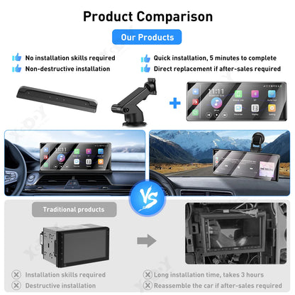 XGODY 11.3" 4K Dash Cam - Wireless CarPlay, Android Auto, GPS, WiFi Navigation, Rearview Camera for Car DVR Dashboard Video