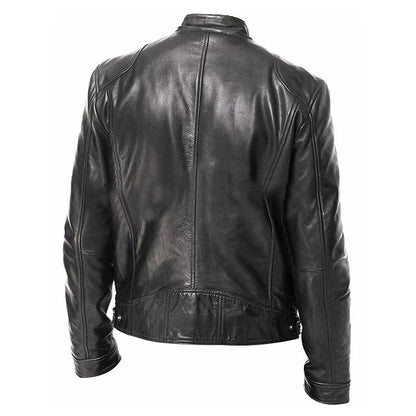 2024 Men’s Motorcycle Leather Jacket – Casual Slim Fit PU Coat with Lapel, Anti-Wind Motorcycle Outerwear for Autumn