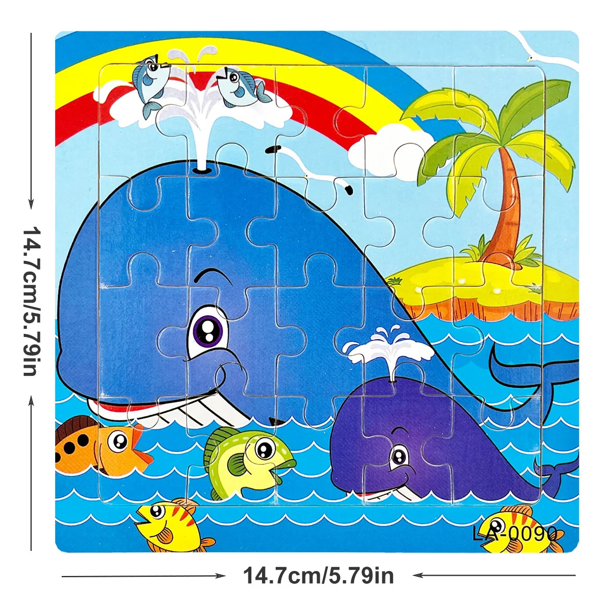 14.7cm Wooden Jigsaw Puzzle – Transportation & Marine Animal Educational Toy for Kids