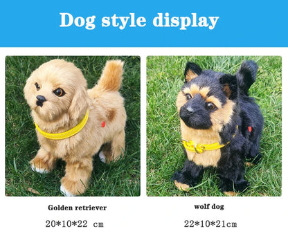 Simulation Electric Pet Dog Toy - Voice Control, Walking & Nodding Plush Robot with Music for Kids