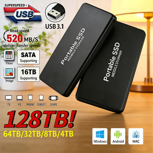 Portable External SSD 1TB/2TB USB 3.2 High-Speed Solid State Drive, Ultra-Fast Mobile Storage for Laptop, PC & Mac