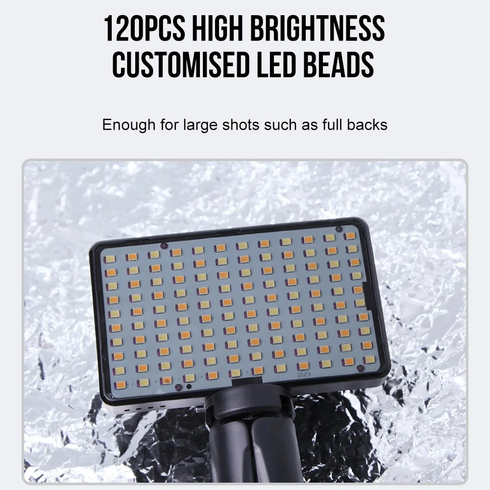 120 LED Tattoo Fill Light with 52mm CPL — Circular Polarizing Filter for Cellphone Lens, Compatible with Any Phone