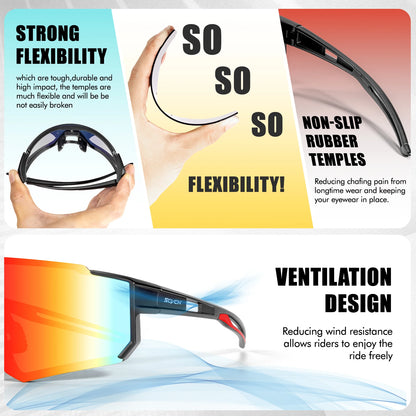 Scvcn UV400 Sports Sunglasses - Fashion Eyewear for Men and Women, Ideal for Biking, Running, Driving and Racing