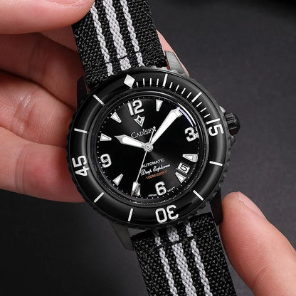 CADISEN Deep Explorer 2025 Automatic Mechanical Men’s Watch – Canvas Strap, NH35 Movement, Luminous & Waterproof Luxury Wristwatch