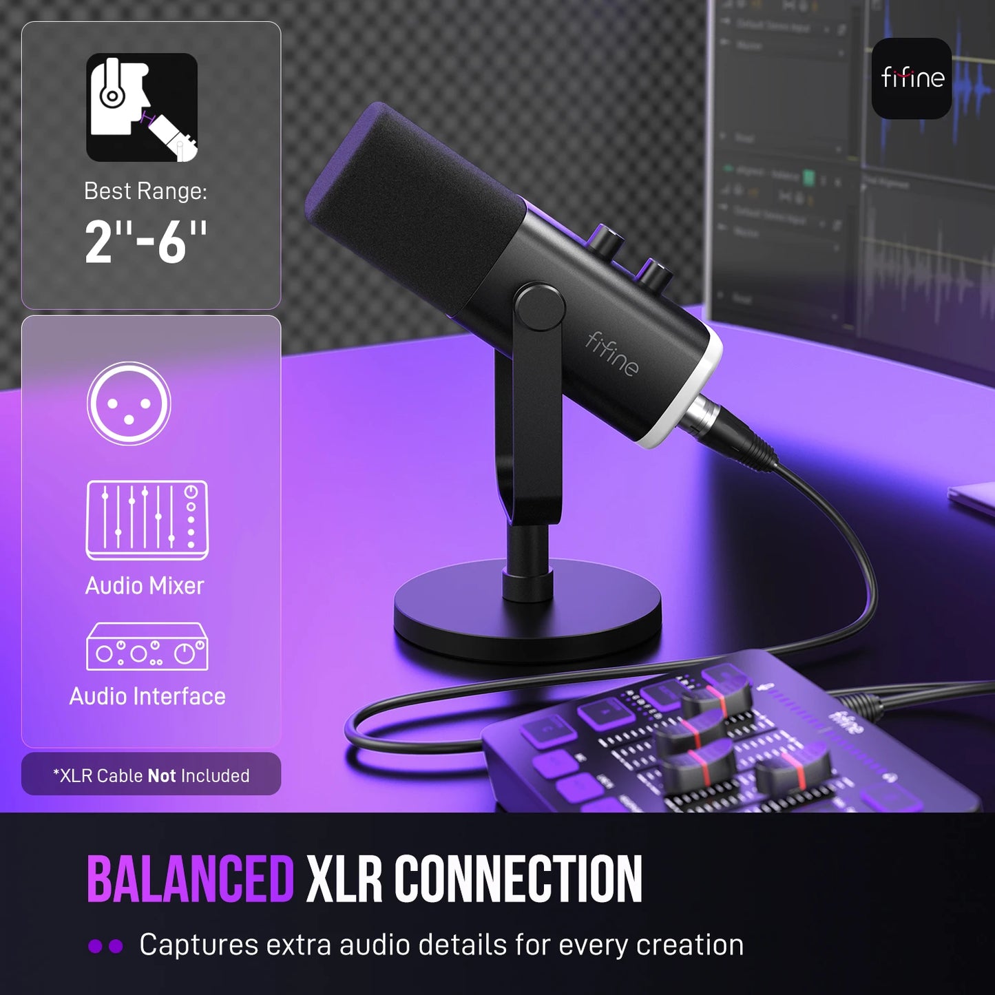 FIFINE AmpliGame AM8 USB/XLR Dynamic Microphone – RGB Control, Headphone Jack, Mute Button for PC Gaming, Recording, and Streaming