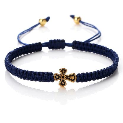 Prayer Cross Rope Bracelet - Handmade Adjustable Nylon Lucky Bangle Jewelry Gift for Women & Men