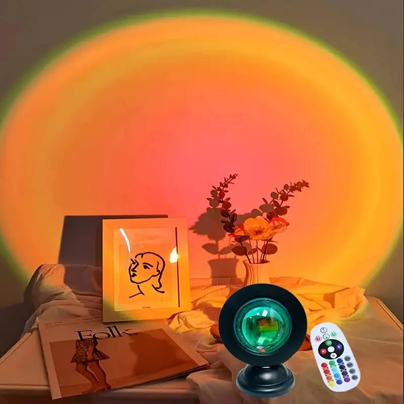 Vibrant Sunset Projection Light – 16-Color Spectrum, USB Remote Control, Dynamic LED Light for Warm Home Ambience