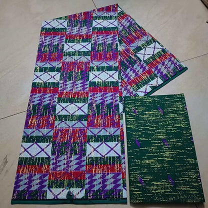 Real Ankara Wax Lace Fabric - 100% Cotton Nigerian Gold Print, 6 Yards Ghana Style Party Dress Material