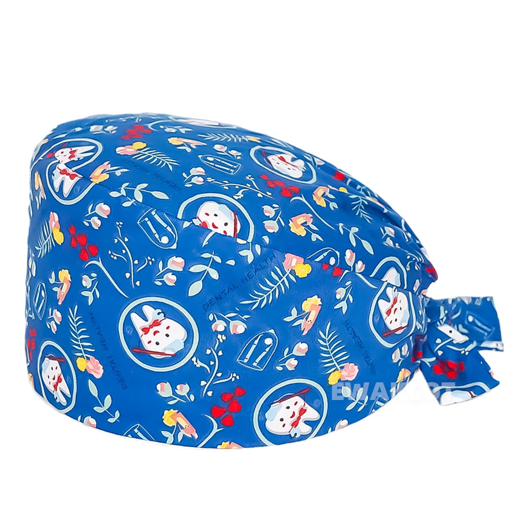 Unisex Soft Scrub Cap – Cartoon Print Surgical Hat for Men and Women, Operating Room Nursing Accessories
