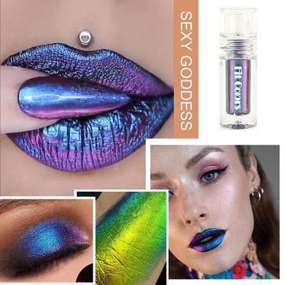 6 Color Shiny Metallic Glossy Face Decorating Liquid – Eyeshadow, Lipgloss, Metallic Lipstick, Chameleon Eye Glitter Pigment