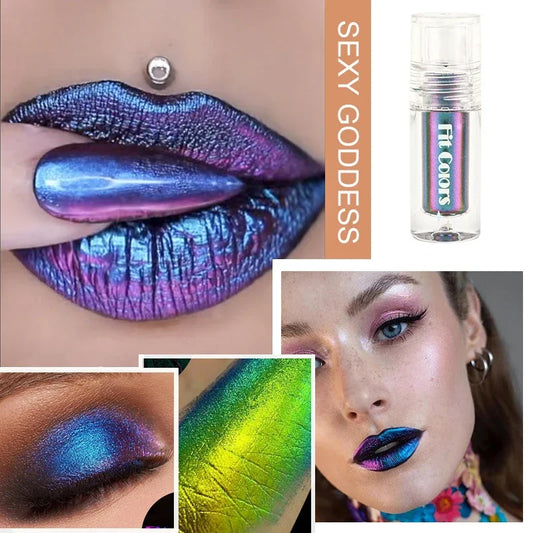 6 Color Shiny Metallic Glossy Face Decorating Liquid – Eyeshadow, Lipgloss, Metallic Lipstick, Chameleon Eye Glitter Pigment