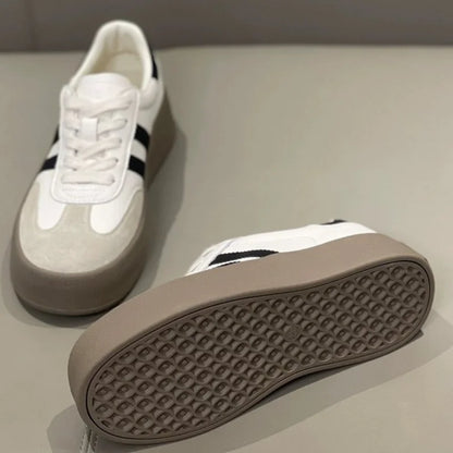 2024 Women's Sports Shoes - Thick Sole Casual Board Shoes with Soft Cowhide & Training Increase