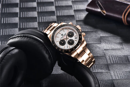 40mm PAGANI DESIGN V2 Men’s Quartz Watch – Sapphire Retro Chronograph Stainless Steel Waterproof