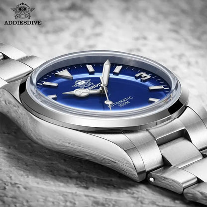 ADDIESDIVE Luxury Men’s Automatic Watch — BGW9 Luminous Bubble Mirror, Sapphire Glass, 100M Waterproof Steel Analog Timepiece