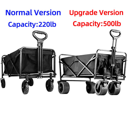 500lbs Heavy Duty Folding Tank Wheels Cart — Large Capacity Outdoor Wagon for Beach, Sand, Trolley & Camping