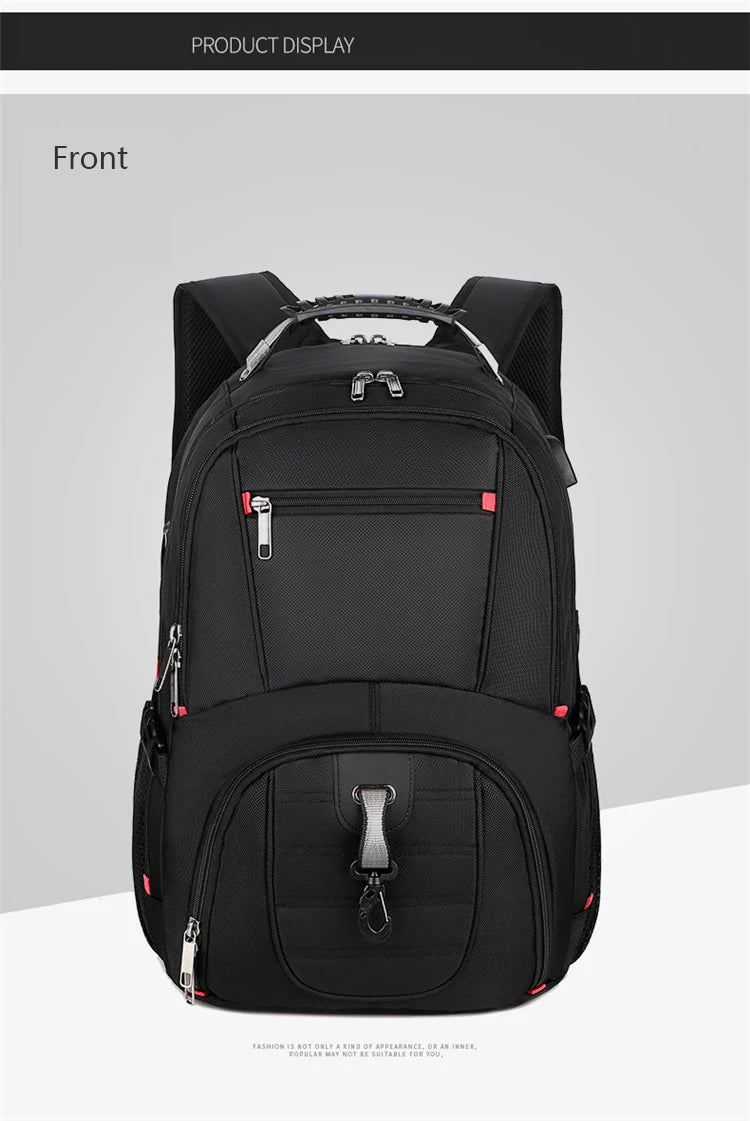 Swiss Multifunctional 17 Inch Laptop Backpack – Durable Travel Bag with USB Charging Port, Water-Resistant College Bookbag