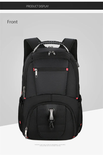 Swiss Multifunctional 17 Inch Laptop Backpack – Durable Travel Bag with USB Charging Port, Water-Resistant College Bookbag