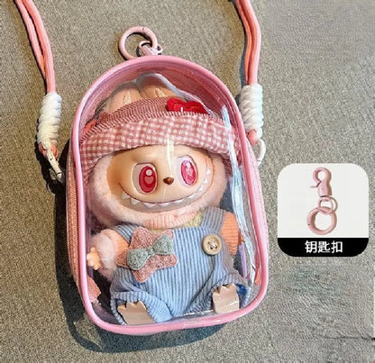 Labubu Doll Protective Case — 15cm Cotton Sitting Party Storage & Dustproof PVC Shoulder Bag