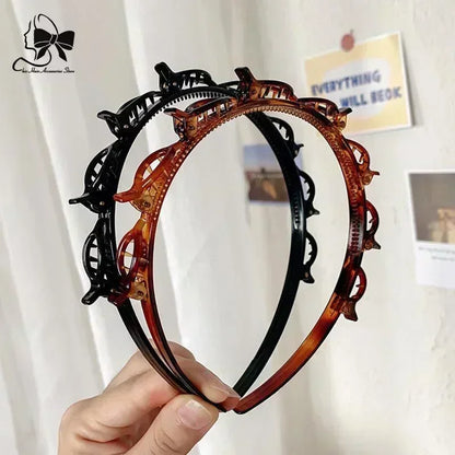 2024 New Double Band Headbands for Women – Non-Slip Hair Bands with Clips, Bezel Hair Hoop, Fashion Headwear