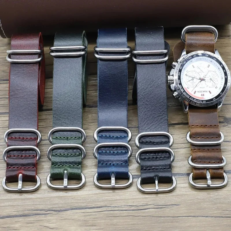 Vintage Genuine Leather Watch Strap – Handmade Brown Cowhide Replacement Band for Men & Women (18mm, 20mm, 22mm)