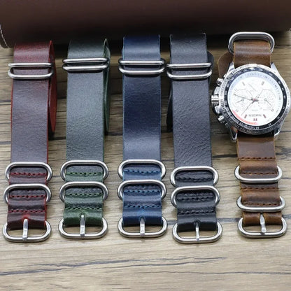 Vintage Genuine Leather Watch Strap – Handmade Brown Cowhide Replacement Band for Men & Women (18mm, 20mm, 22mm)