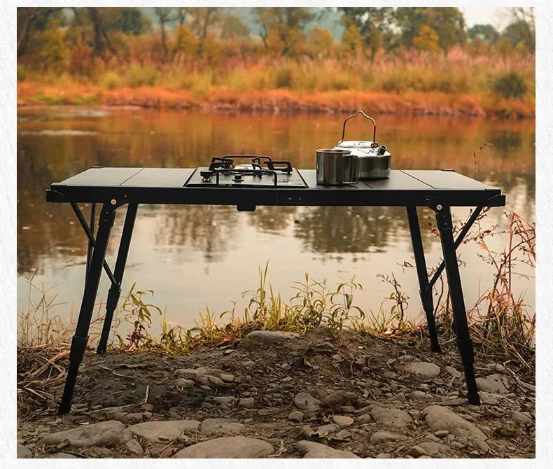 Newest Folding IGT Table – Lightweight Portable Roll-Up Table with Adjustable Legs for BBQ, Desktop Burner & Backpacking