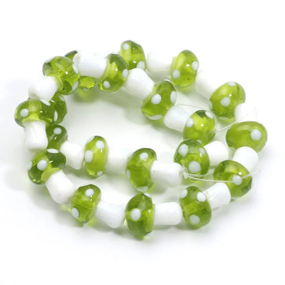 20pcs Lampwork Glass Mushroom Beads - Colorful Loose Beads for DIY Jewelry Making, Handmade Crafts & Accessories