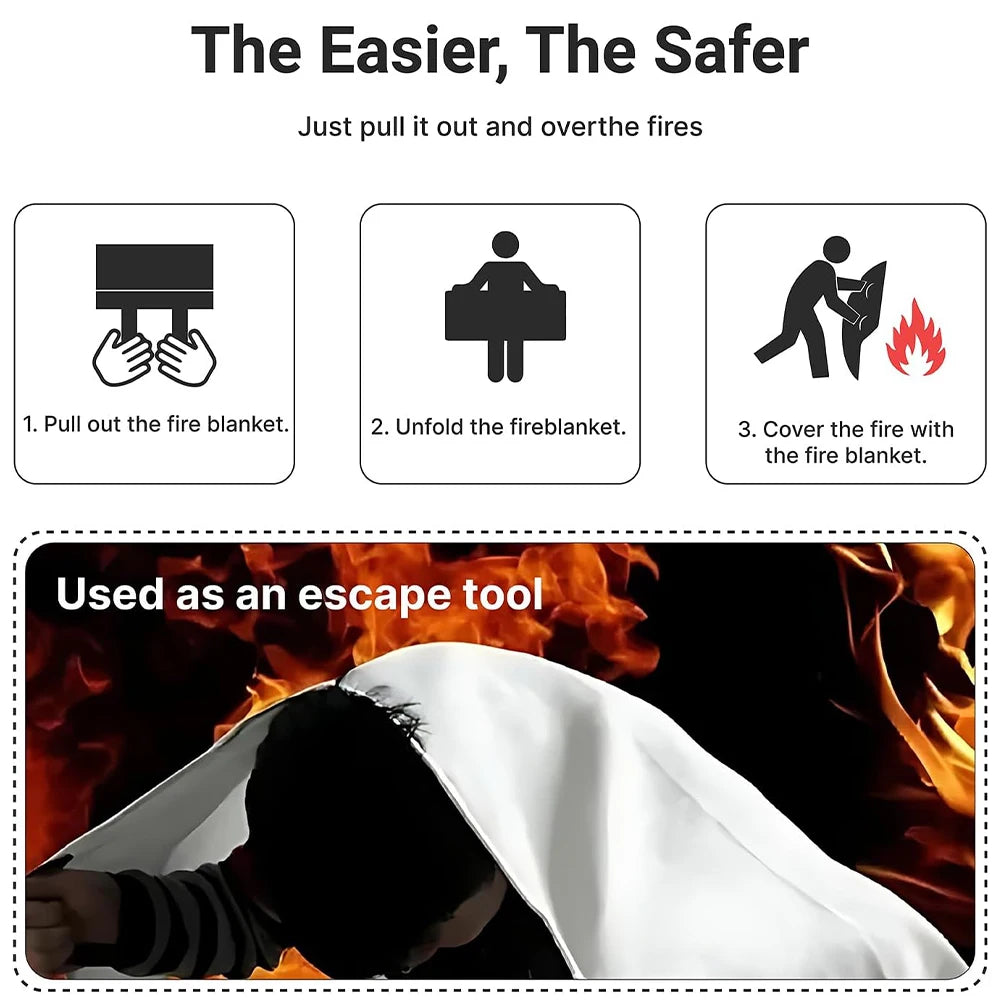 4PCS Reusable Fiberglass Fire Blankets – Emergency Safety Cover for Kitchen, Car, Camping, Grilling & Office Use