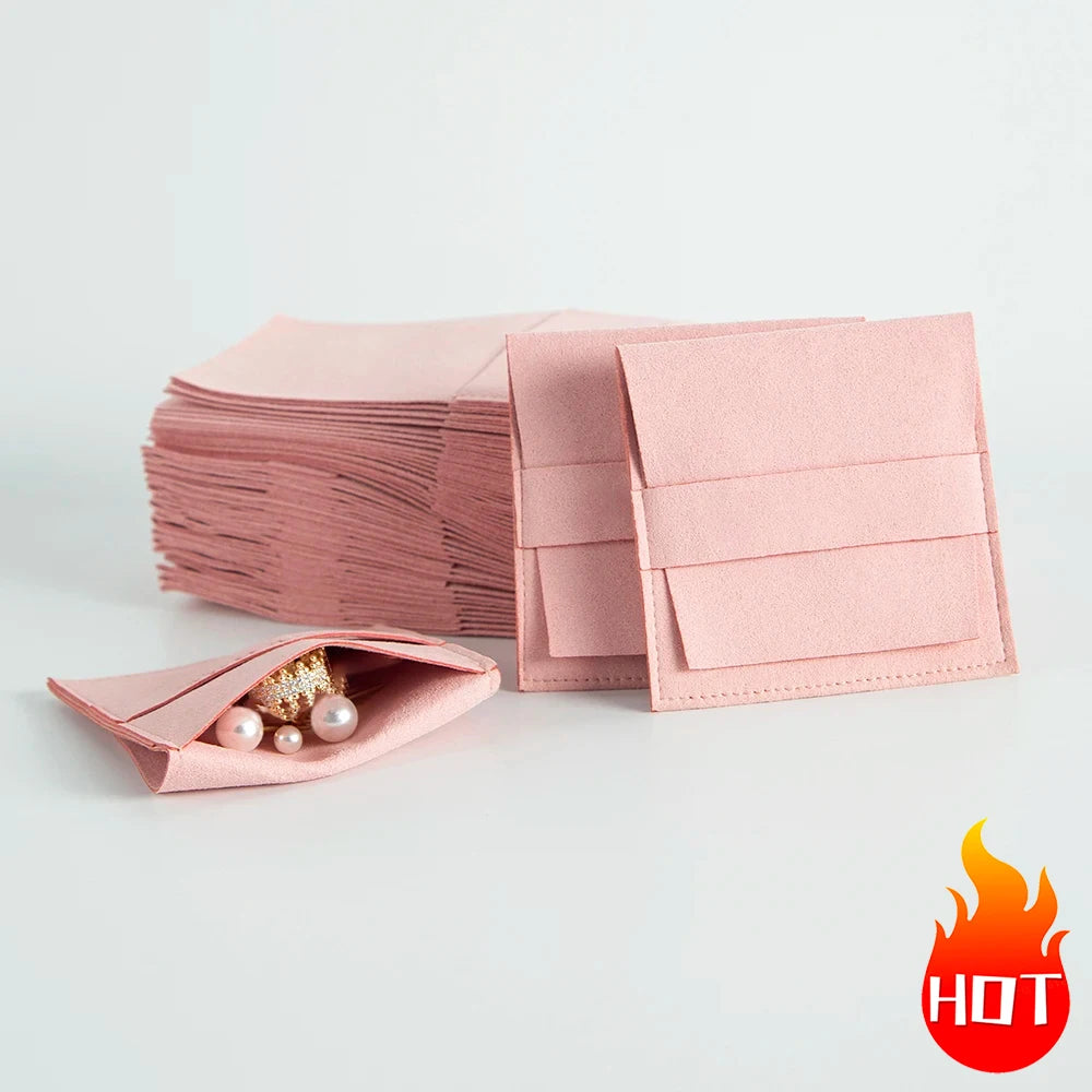Microfiber Velvet Jewelry Pouch – 1/10/50pcs Gift Bags for Earrings, Necklaces & Wedding Packaging