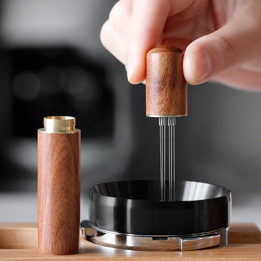 Stainless Steel Espresso Coffee Tamper & Distributor – Powder Leveler with WDT Stirring Tool for Barista & Café Accessories