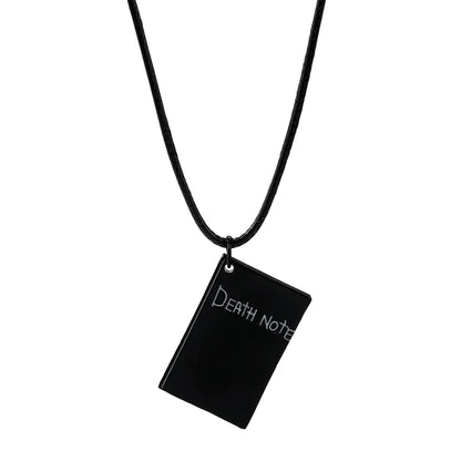 Death Note L Logo Pendant Necklace - Black Rope Leather Gothic Choker for Men and Women