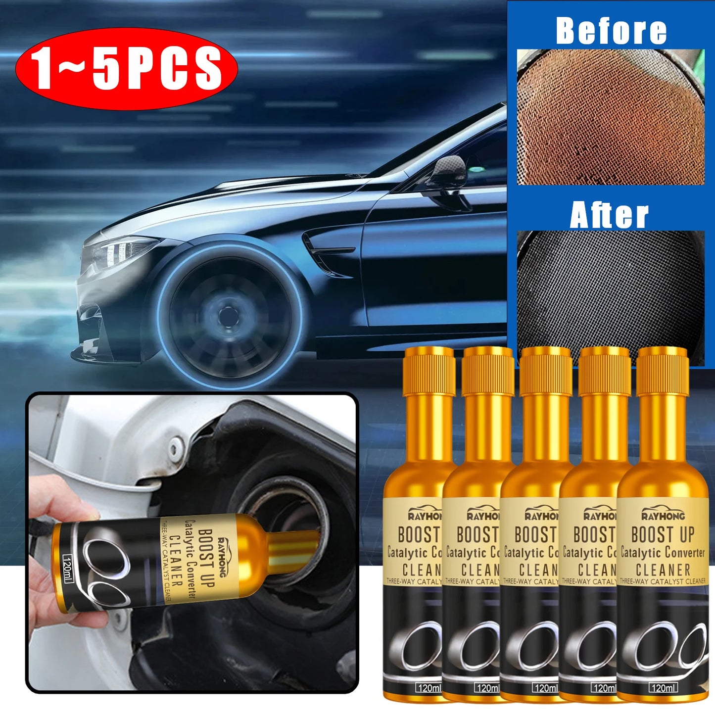 5PCS 120ml Car Catalytic Converter Cleaner – Easy Engine & Accelerator Cleaner for Catalysts