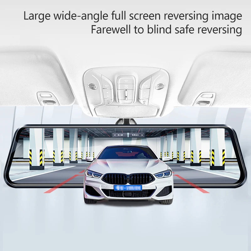 10-Inch Mirror Camera for Car – Touch Screen Video Recorder, Front & Rear Dash Cam, Rearview Mirror DVR Black Box