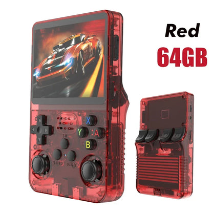 128GB Open Source R36S Video Game Console – Linux System, 3.5 Inch IPS Screen, Orange Portable Pocket Player, 64GB of Best Games