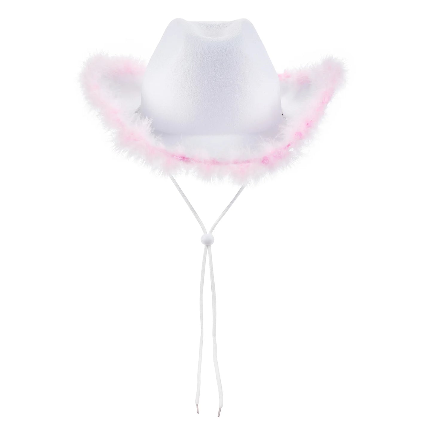 Women's Cowboy Hat – Wide Brim Solid Color with Furry Trim for Parties & Outings