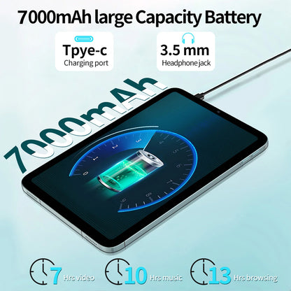 11″ Android 14 Tablet — Octa-Core, 12GB RAM + 128GB ROM, 4G/5G Phone Call, WiFi, Bluetooth, 7000mAh