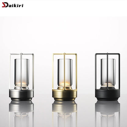 Rechargeable LED Crystal Table Lamp - Aluminum Touch Night Light for Restaurants, Camping & Home Decor