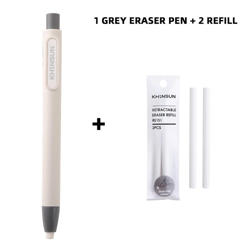 Retractable Press Eraser Pen – Replaceable Core Push-Button Art Eraser for Students, Kids & School Stationery Supplies