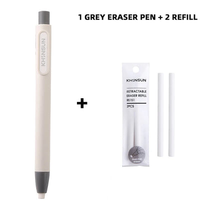 Retractable Press Eraser Pen – Replaceable Core Push-Button Art Eraser for Students, Kids & School Stationery Supplies