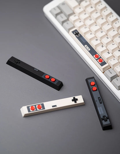 Retro Gamepad Keycap 6.25u Spacebar – Artisan ABS Keycap for MX Switches, Black & White for Mechanical Gaming Keyboards