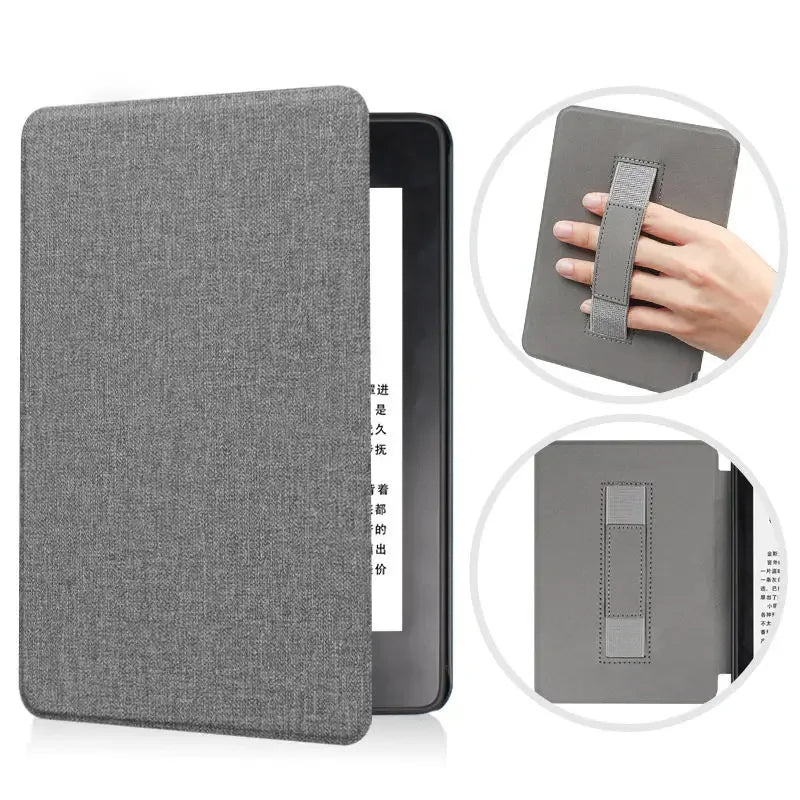 6" Kindle 11th Generation 2024 Case | PU Leather Ebook Cover with Hand Strap & Auto Wake Sleep