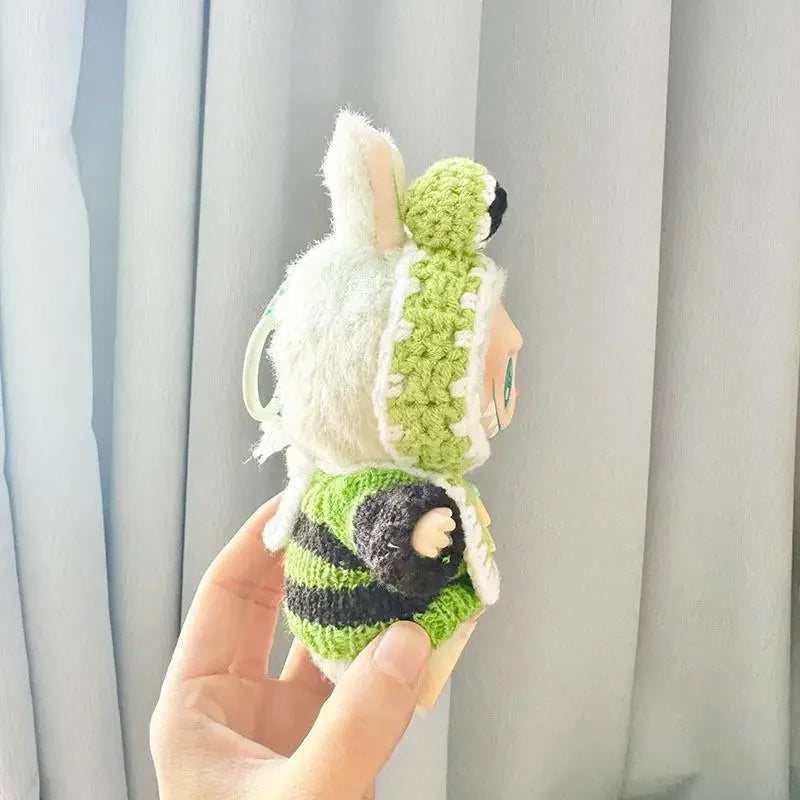 17cm Mini Plush Doll Clothes — Kpop EXO Labubu Idol V1 V2 Outfit Set with Sweater & Headband, Doll Accessories Gift