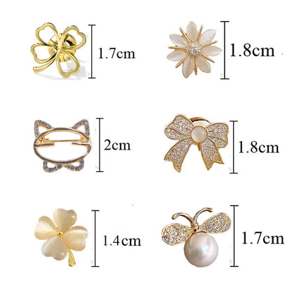 Flower Bow Fashion Brooch Set for Women - Metal Anti-Glare Lapel Pins for Sweater, Coat, Clothing Accessories