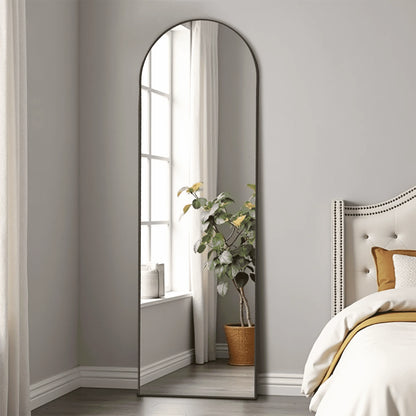 59-inch Arched Full-Length Floor Mirror — Standing Full Body Mirror with Gold Aluminum Alloy Frame & Bracket