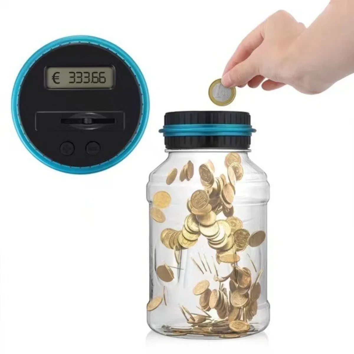 Electronic Piggy Bank with LCD Counter – Digital Coin Counting Money Jar for USD & Euro, Savings Gift Box