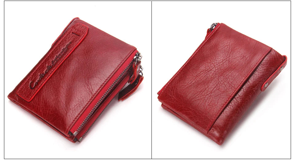 CONTACT'S Genuine Leather Short Wallet for Women — Luxury Designer Card & Coin Holder, Mini Money Clip Wallet with Free Shipping